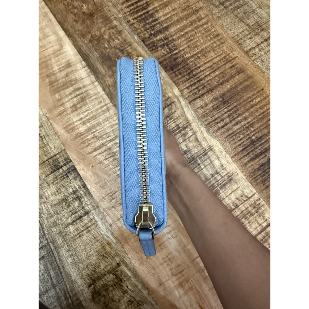 Gucci GG Canvas Round Zipper Wallet Beige Blue - Picture 3 of 9